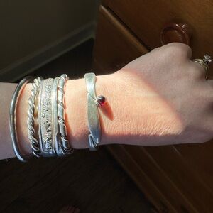 Navajo Sterling Silver Garnet Cuff S/M